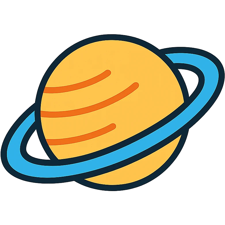 simple icon of Saturn with rings, geometric emoji