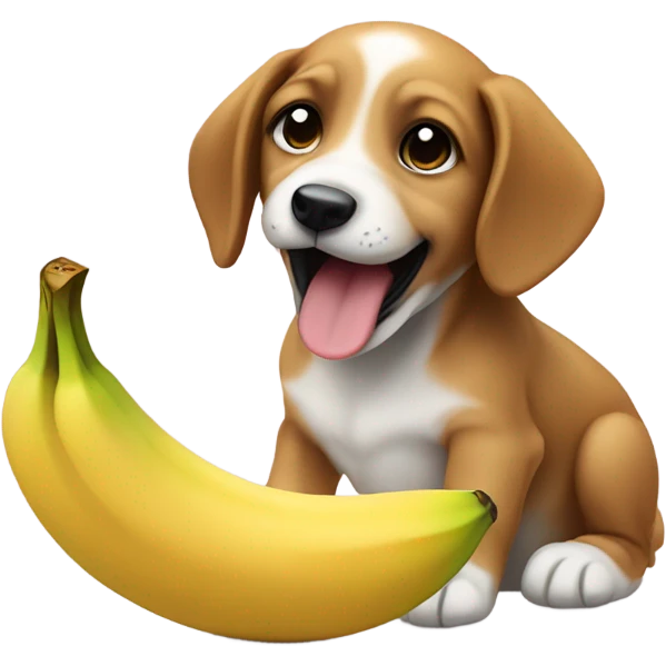 A puppy eating a banana  emoji