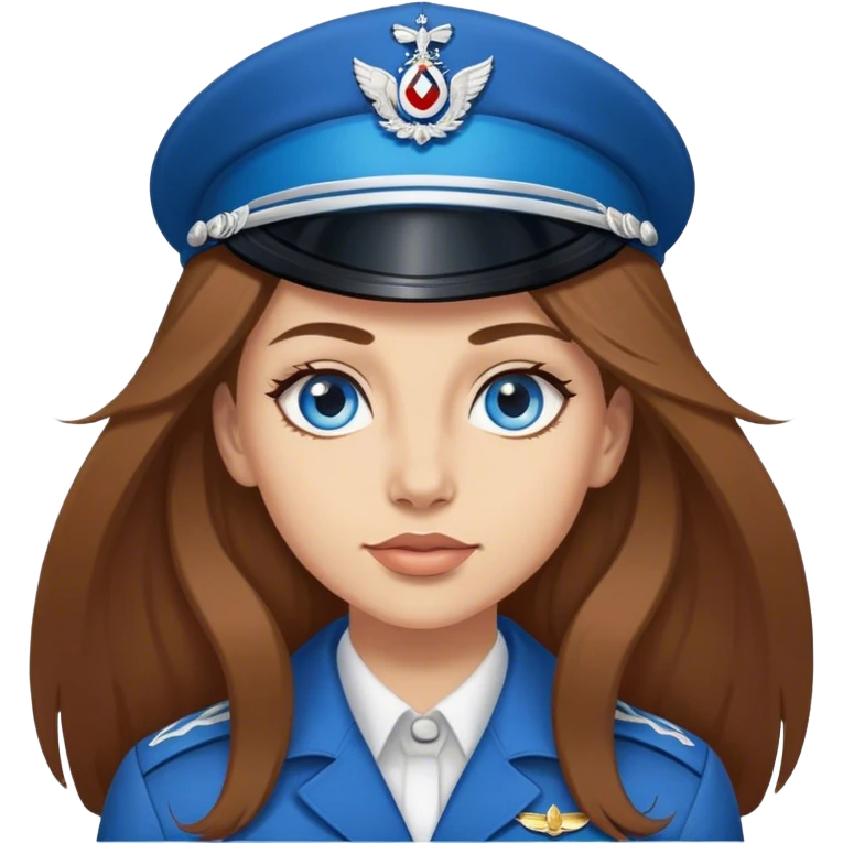 RAF female with long brown hair and blue eyes  emoji