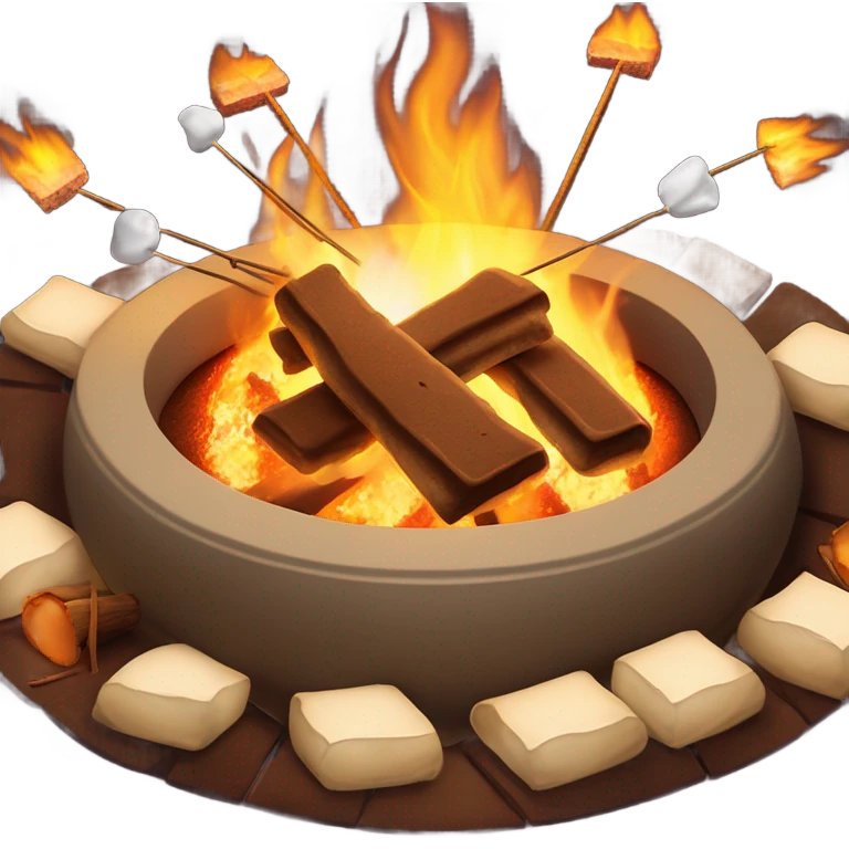 Fire pit with roasting s’mores emoji