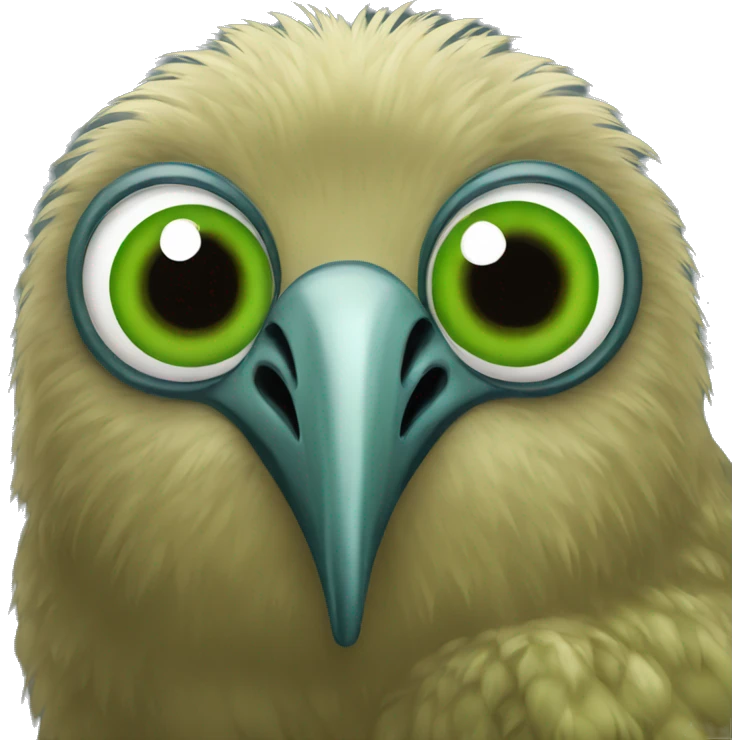 kiwi bird green big eyes emoji