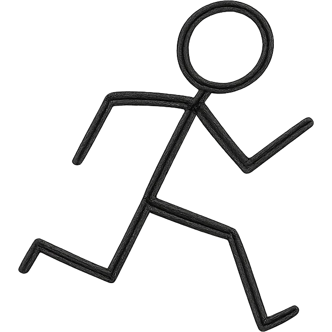 stickman running, energetic, minimal lines emoji