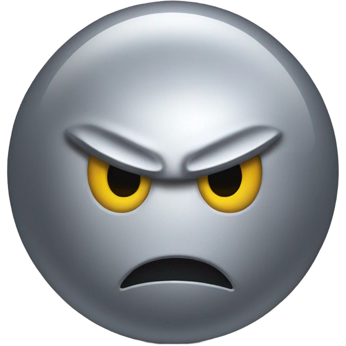 Metal cute mad Kirby Gray ball driving on car wheels with mad eyebrows game emoji