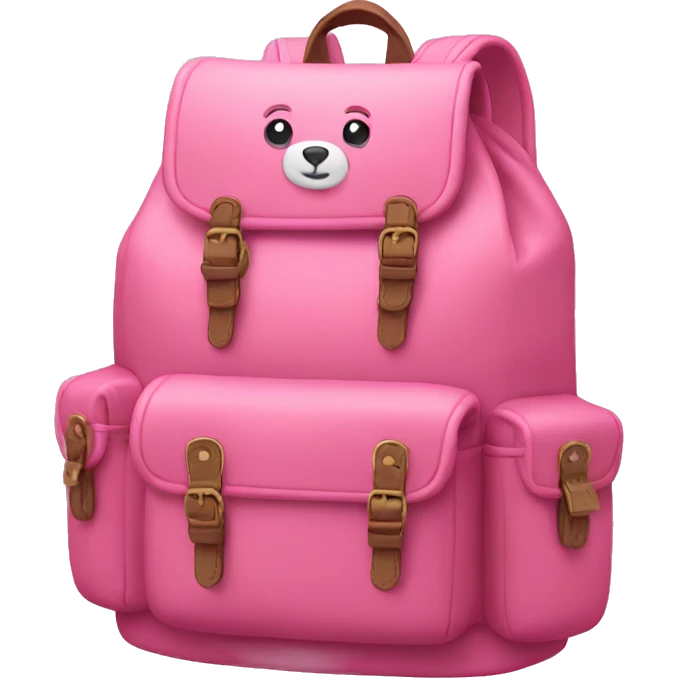Pink backpack with bear charms emoji
