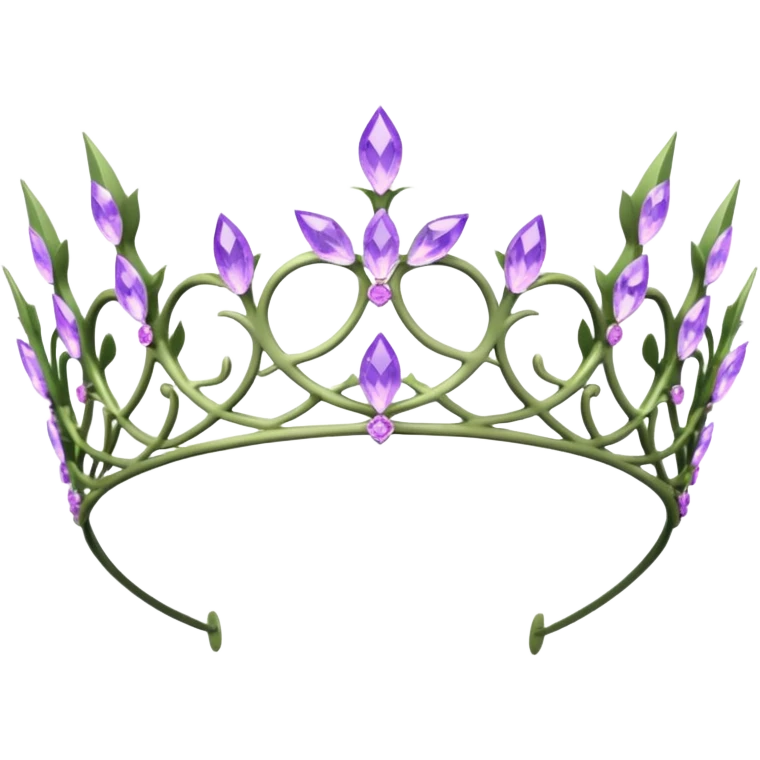 Elvish thorny fae pastel purple Tiara-crown with lilac flowers and amethyst crystals adorning it  emoji