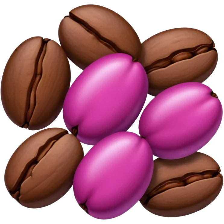 Create minimalist emoji in the style of Coffee Lover — a coffee shop and roastery brand.
Style: cozy, warm.
Colors — purple-pink range.
🫘 coffee beans emoji