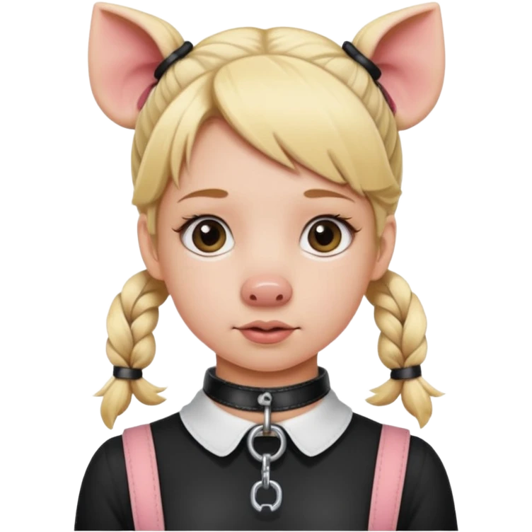 Blonde girl, wearing choker, pig tails, collar with leash emoji