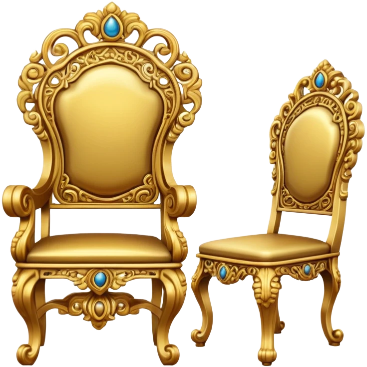 ancient gold chair, front back and side views emoji