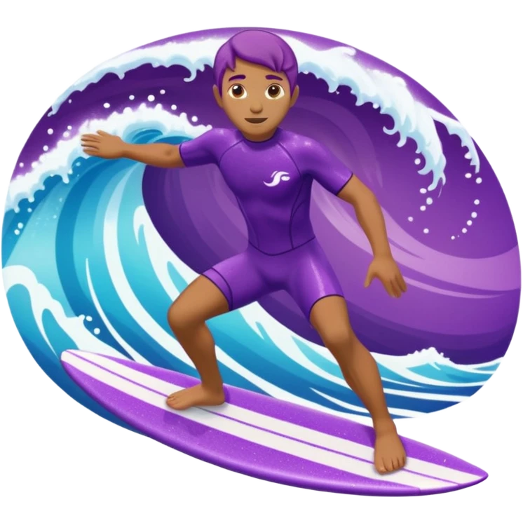 glitter surfer purple surf in wave ocean cian emoji