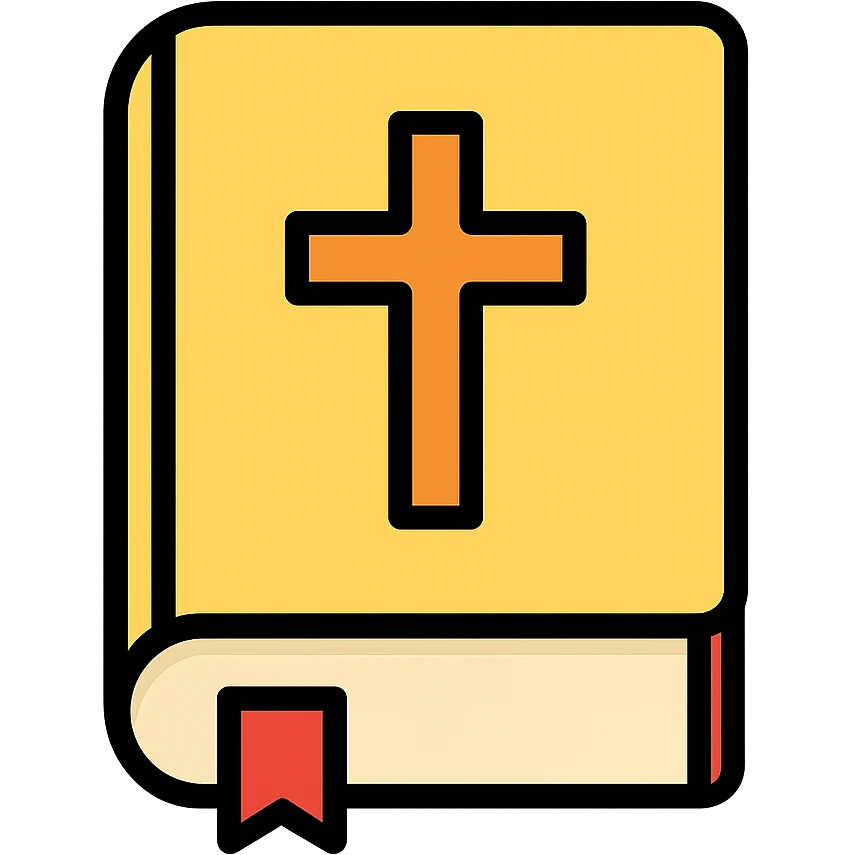 a Bible with a cross, closed book, modern icon style emoji