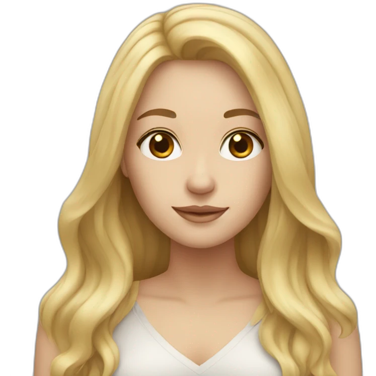 White woman with long blond hair and brown eyes emoji
