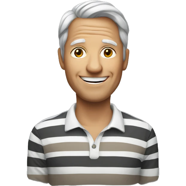 Mature smiling man in striped shirt emoji