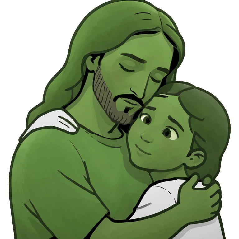 Jesus abrazando a una joven emoji