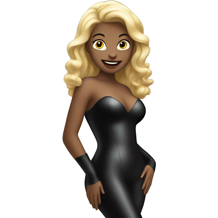 latex blonde beauty in black. emoji