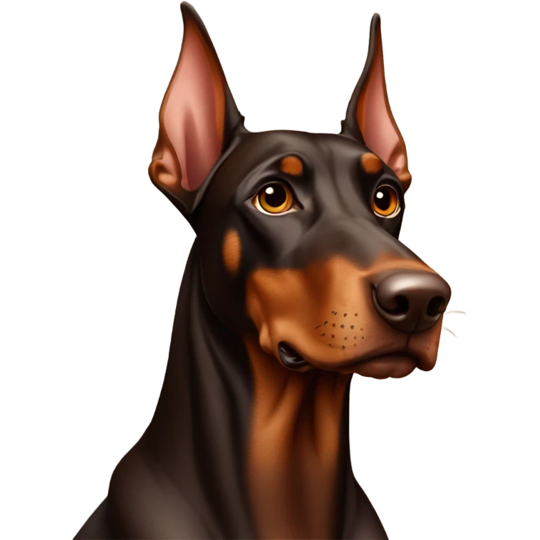 Chocolate and tan Doberman with not cropped ears emoji
