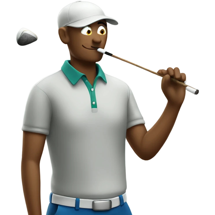 Golfer smoking cigarette while swinging emoji