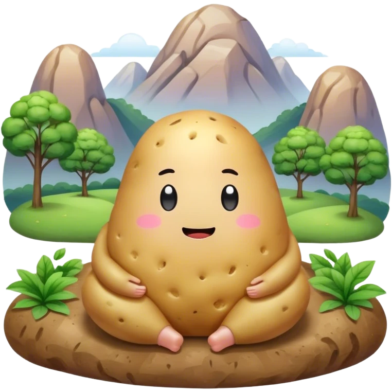 kawaii meditating potato landscape emoji