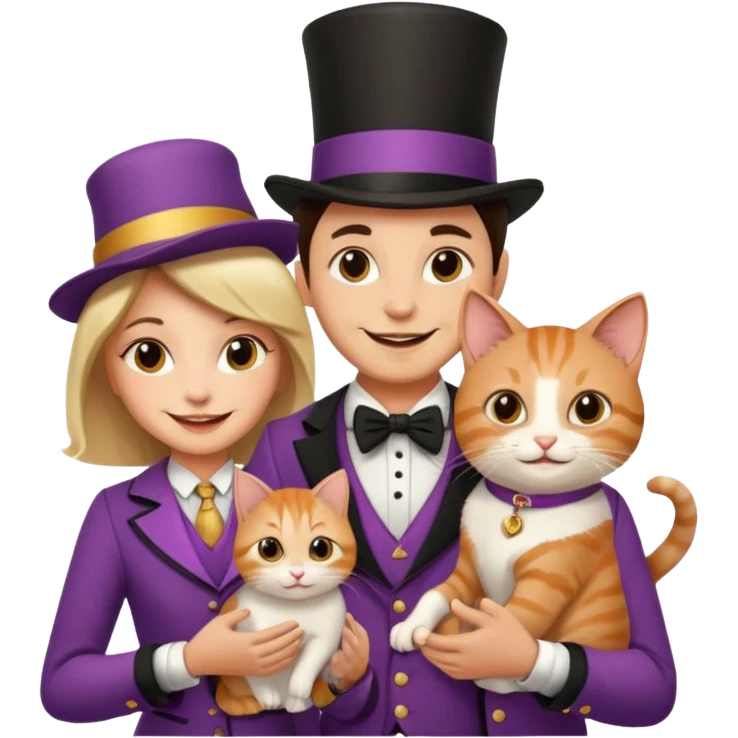 magician couple and their pet cat emoji