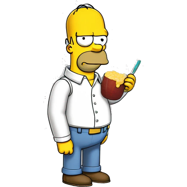 Homer Simpson, qui tient le diplôme du bac dans les mains et qui tire une tronche emoji