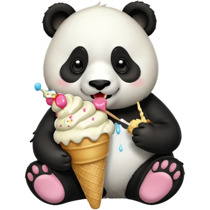 Panda eating ice cream emoji