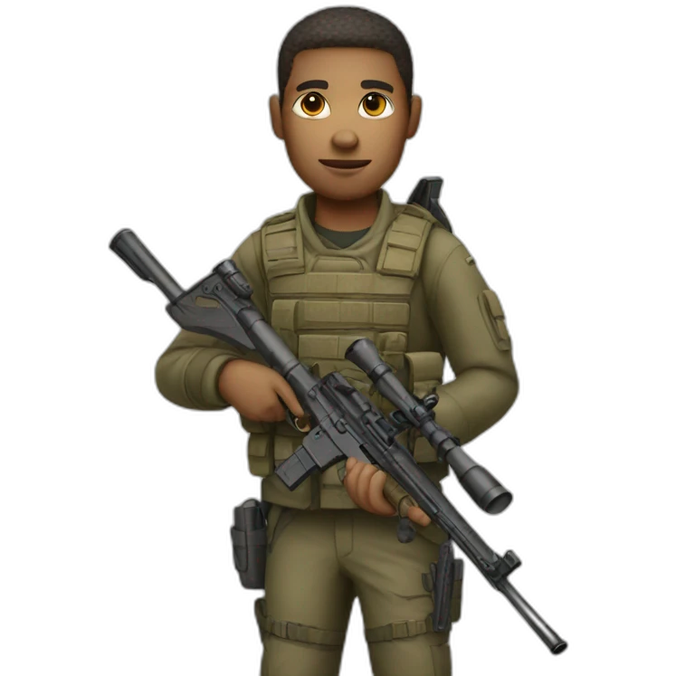 sniper with a rifle and with light skin emoji