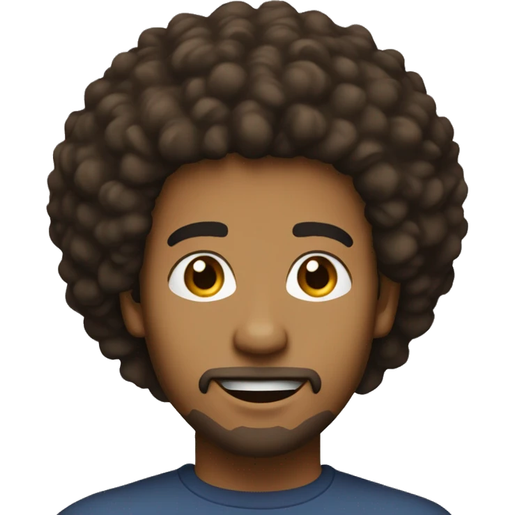  One men in 24 years old, long afro, brown eyes, goatee beard and skin light brown emoji