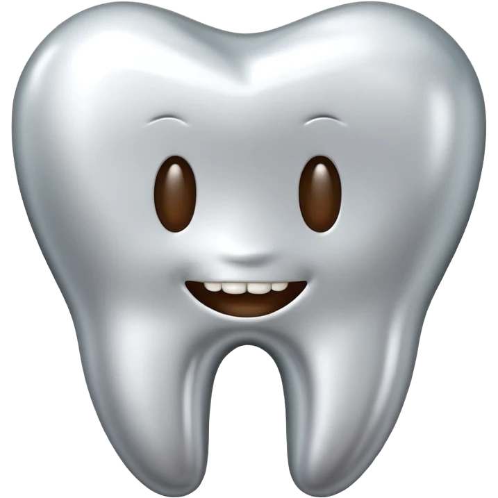 human tooth emoji, smooth chrome ceramic-metal texture, clean medical luxury aesthetic, isolated on white, no face emoji