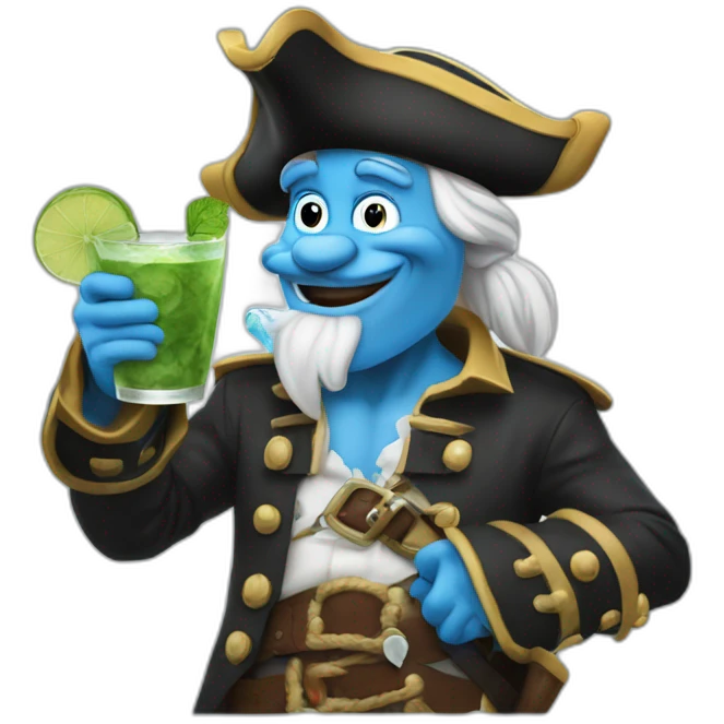 pirate Papa Smurf drinking mojito emoji