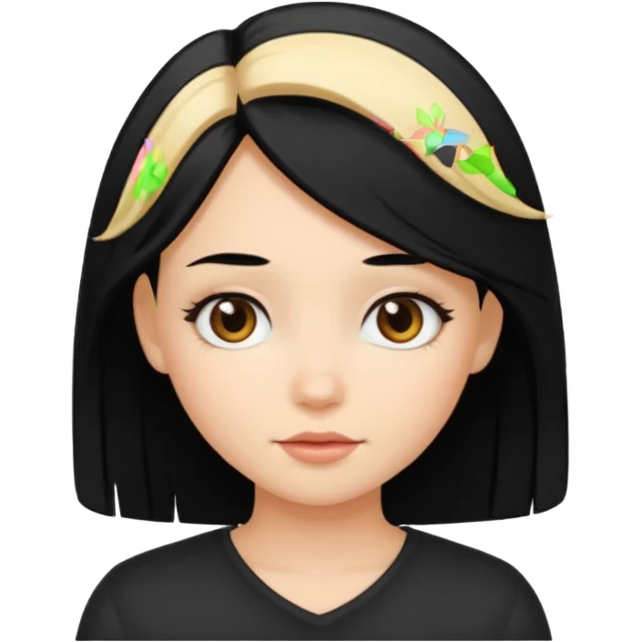 girl with black hair and blonde at the end of the hair  emoji