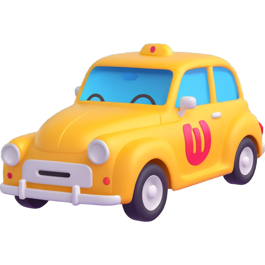 3D car with a realistic dent in the fender, 3D emoji style emoji