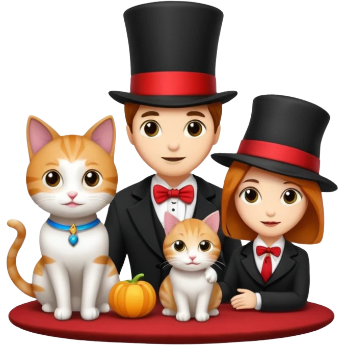 magician couple and their pet cat emoji