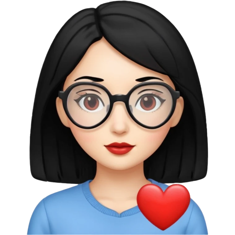 heart shaped Glasses Lady black hair emoji