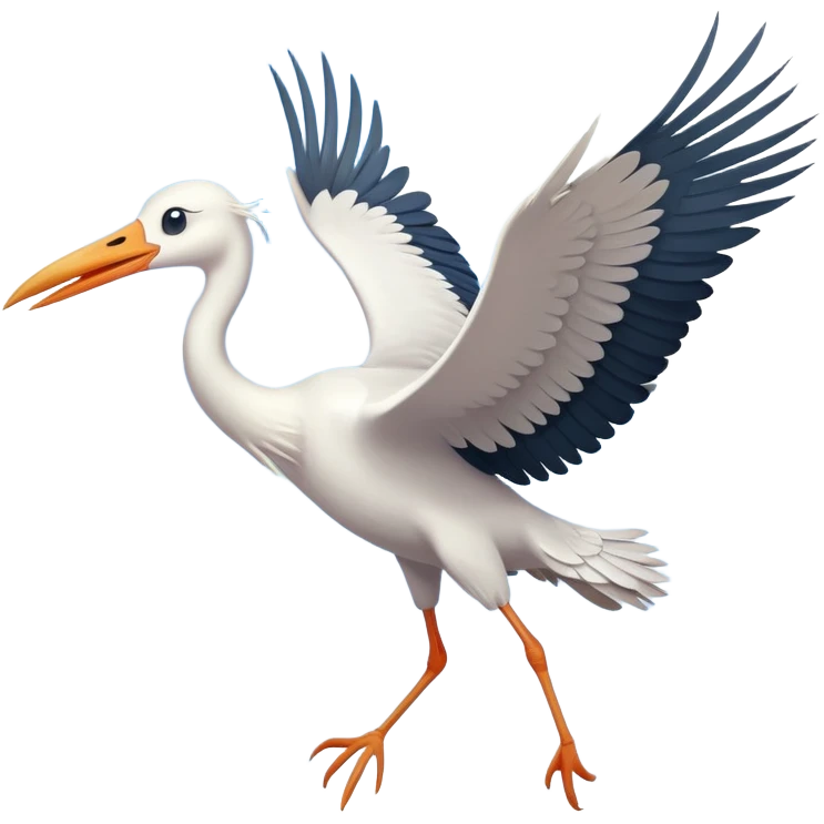 stork flying with a baby emoji