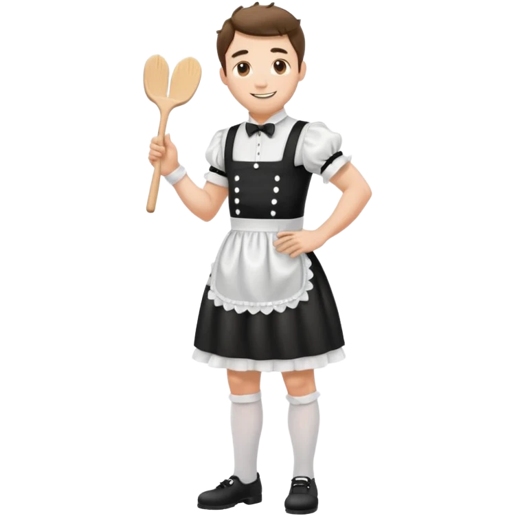 Full body profile Man French maid uniform emoji