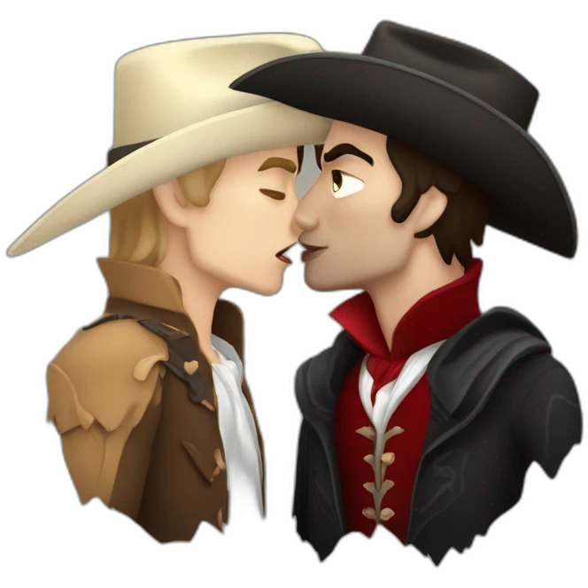 Cowboy kissing male vampire emoji