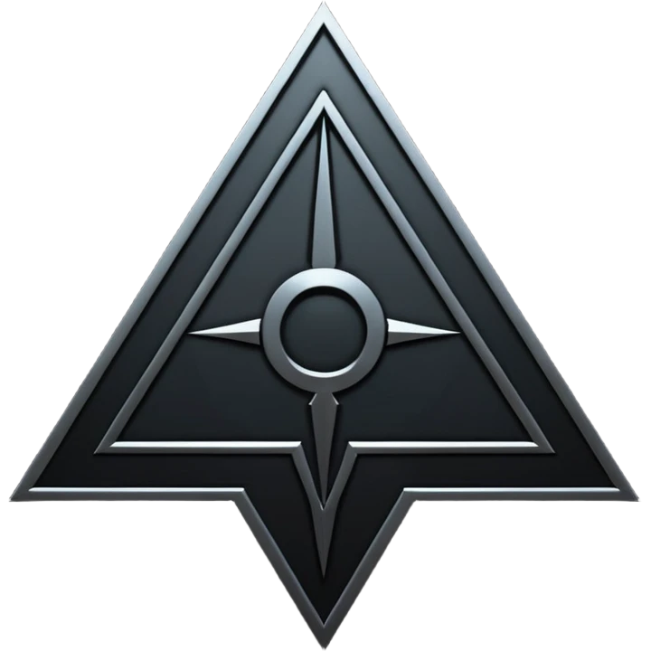 Emoji, dark futuristic occult sigil, symmetrical geometric shape, black metal, gothic cyber aesthetic, minimal flat design, sharp edges, centered, transparent background do not use any other colors but black emoji