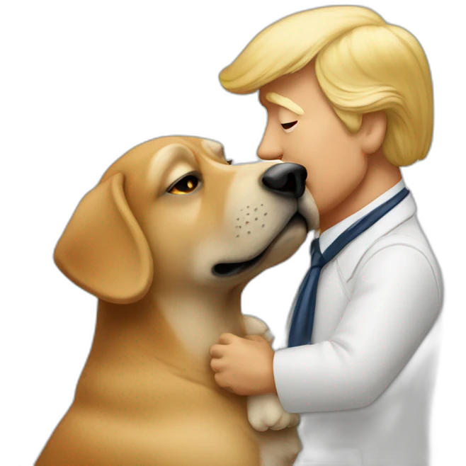trump kissing a dog emoji