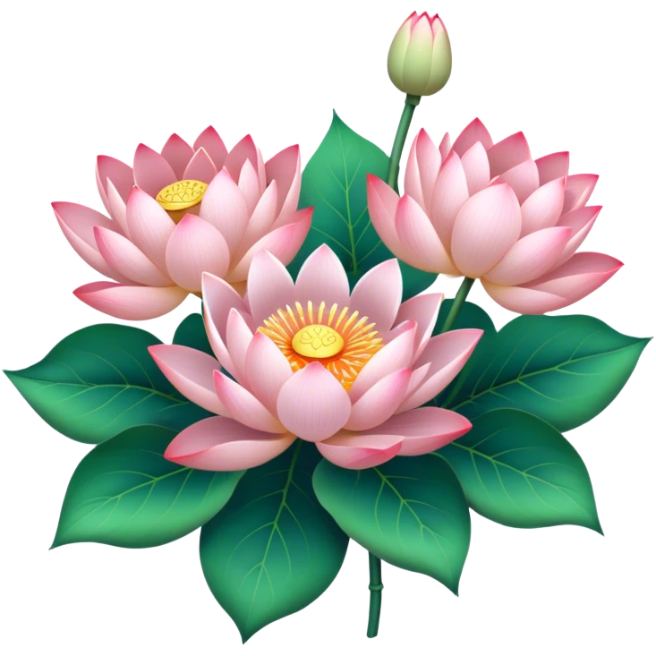 big bouquet Lotus, luxuriant, stem, leaf emoji