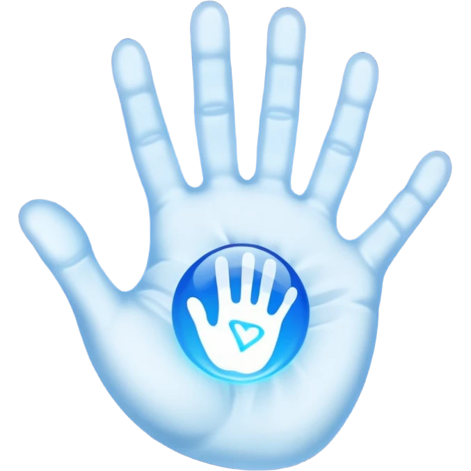 handprint with a glowing sign in the center emoji