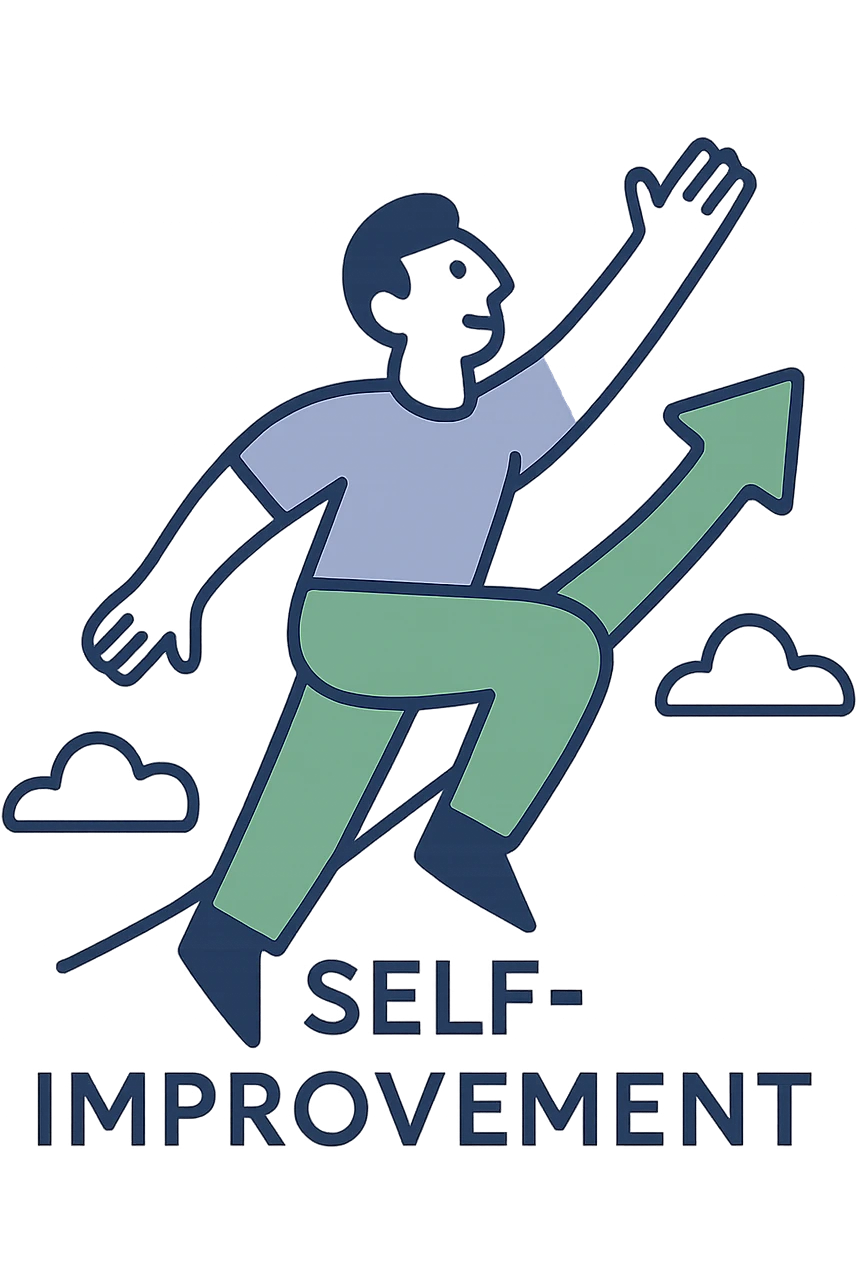 self improvement logo, modern, uplifting, clean lines, abstract human figure, upward motion, blue and green color palette emoji