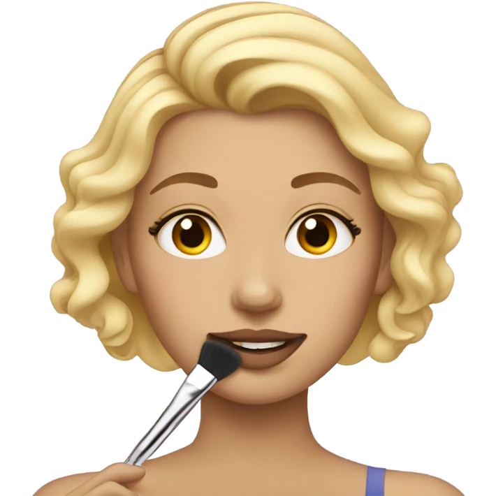 blonde girl doing makeup emoji