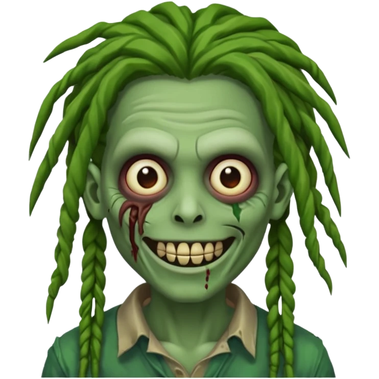 Make a image of a zombie with dreads make it like a emoticon not as scary emoji