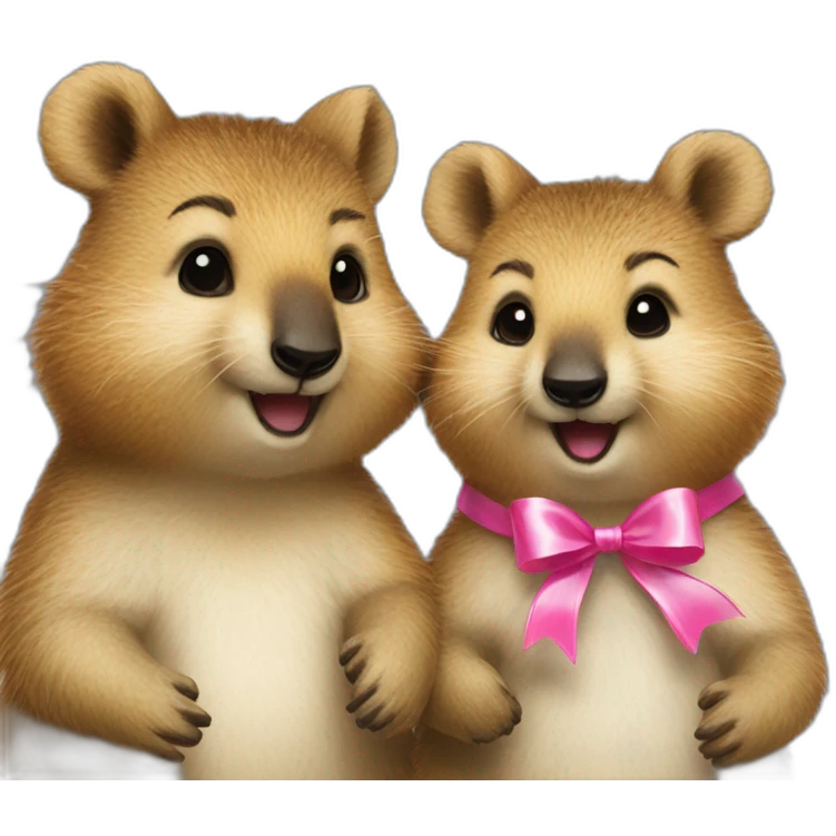 Happy-couple-quokka-the-one-with-pink-ribbon emoji