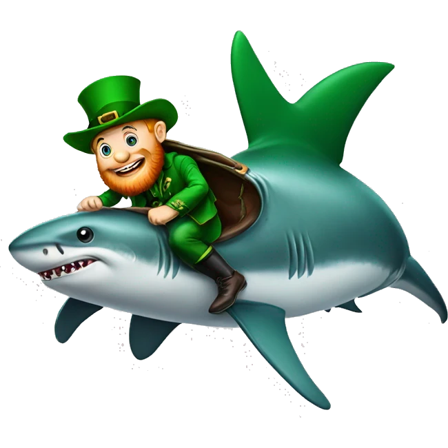 Irish leprechaun riding a shark emoji