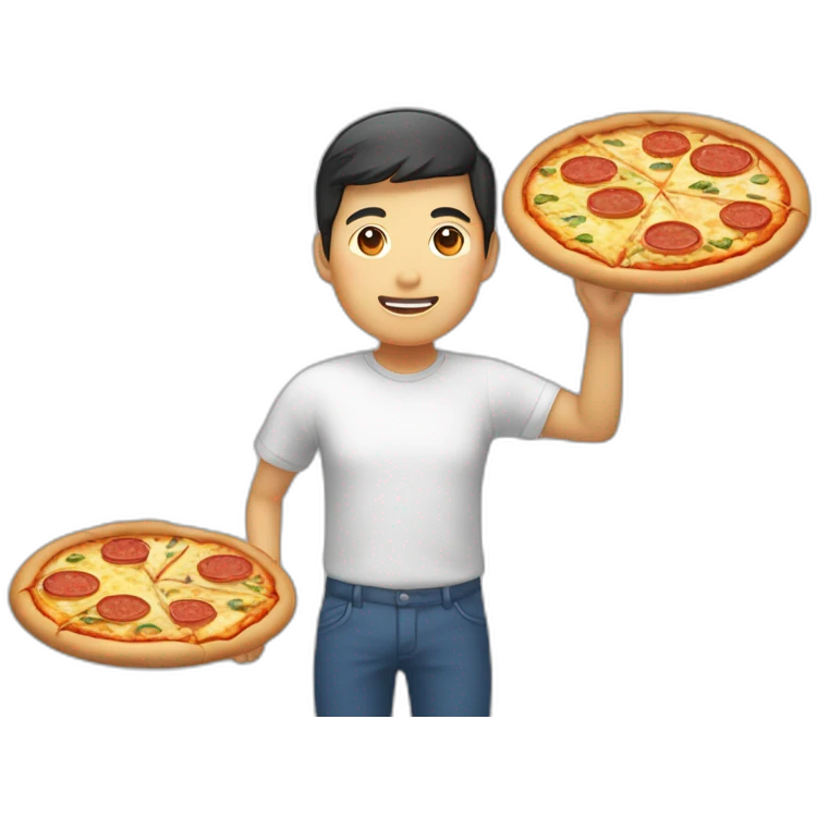 Asiatique qui mange une pizza avec des baguettes  emoji