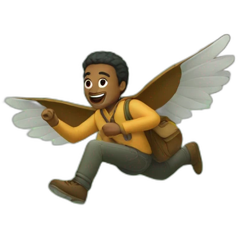 a man flying in the forest emoji