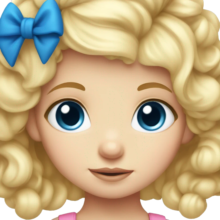 blonde toddler girl with big blue eyes and a huge bow on head emoji