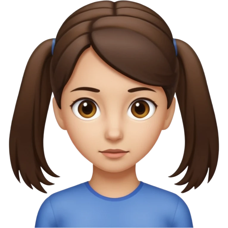 brunette and her hair is tightly ponytailed, her hair is not messy and her eyes look sharp emoji