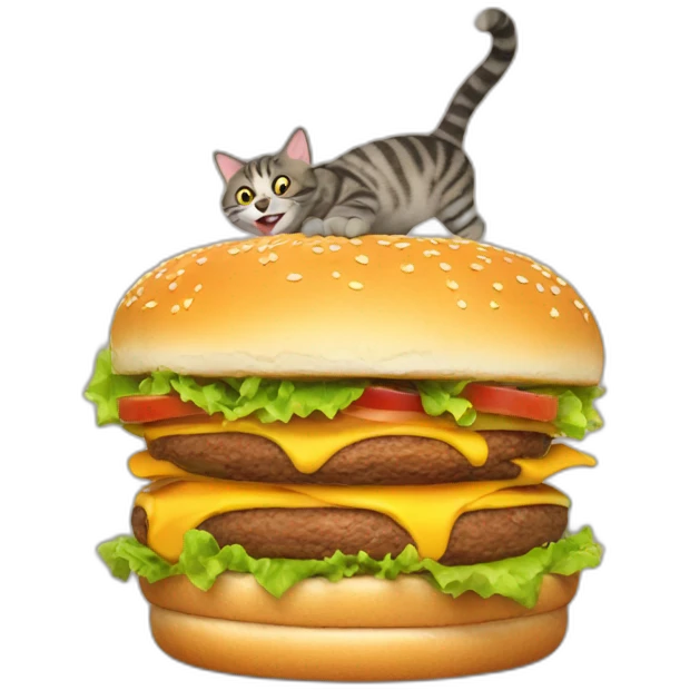 Cat eat the burger emoji
