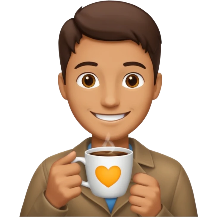 Human u LOVES coffee. and have coffee front of him emoji